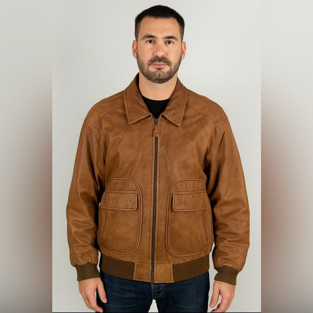 Vintage Ash Creek Trading A2 Flight Saddle Brown Leather Jacket